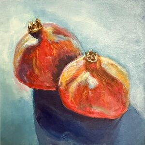 Elegant Red Pomegranate Painting